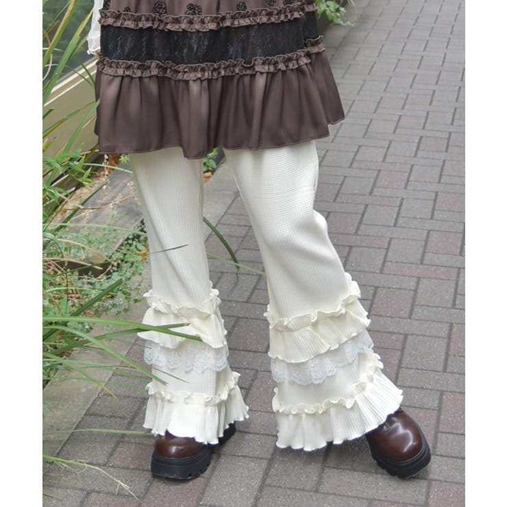 フリル×レースワッフルパンツ | axes femme | 詳細画像1 