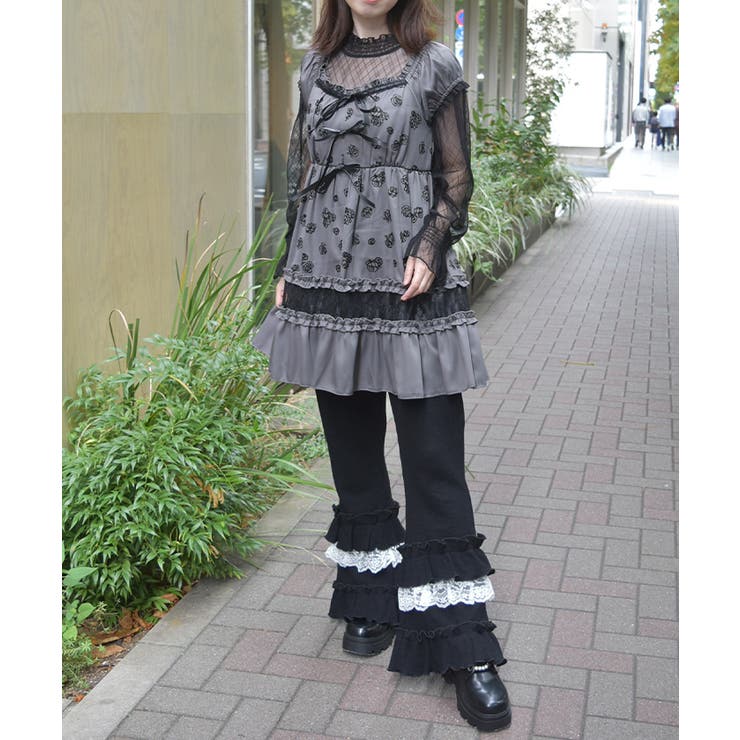 フリル×レースワッフルパンツ[品番：IGAW0007106]｜axes femme