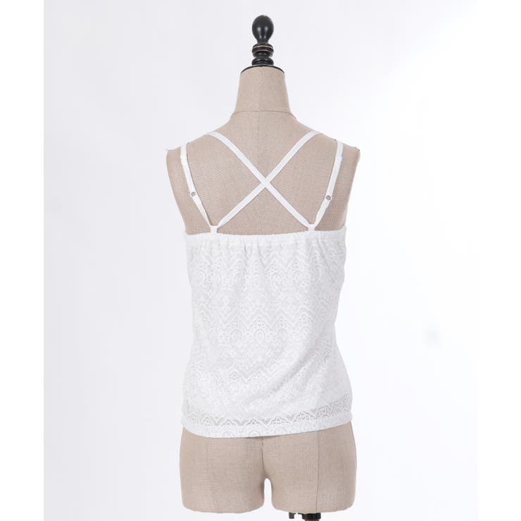 AMERI　ビスチェ　ゼッケン風　キャミソール　バッククロス ビスチェデザインキャミソール[品番：IGAW0005197]｜axes femme