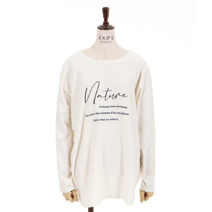45rpm コットン ロゴプリント ドルマン Tシャツ プルオーバー ロゴ入りドルマンTシャツ[品番：IGAW0000382]｜axes femme