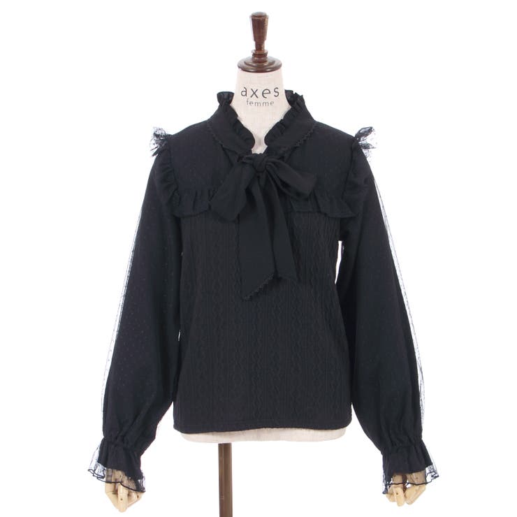 アクシーズファム　ビスチェ型トップス① ボウタイビスチェ風トップス[品番：IGAW0002928]｜axes femme