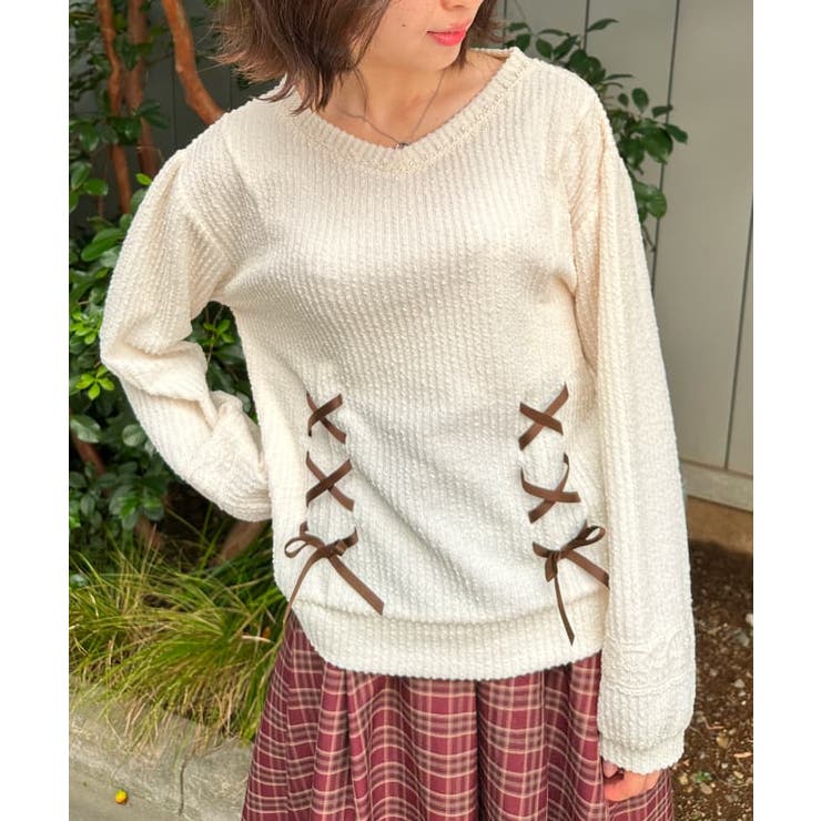 アプ♡レースアッププルオーバー レースアッププルオーバー[品番：IGAW0003399]｜axes femme