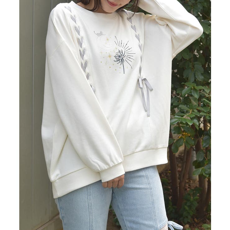 生成り | 編み上げアソート柄トレーナー | axes femme