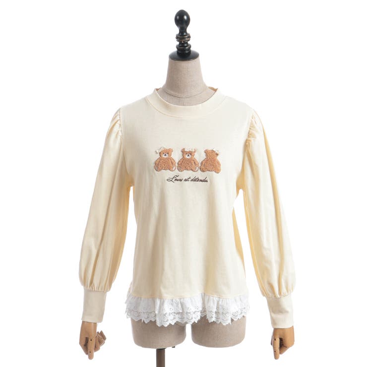 くまボア刺繍裾レースＴシャツ | axes femme | 詳細画像11 
