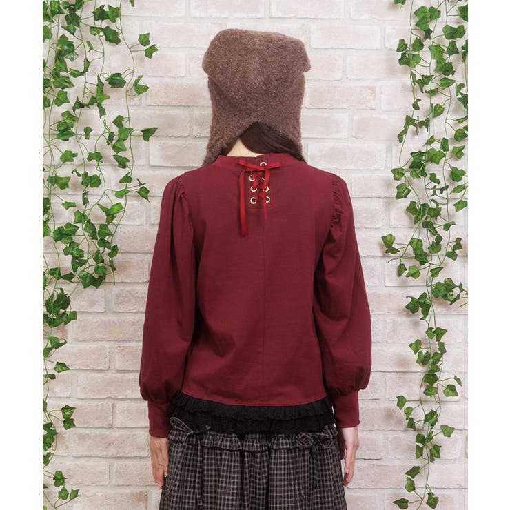 くまボア刺繍裾レースＴシャツ | axes femme | 詳細画像3 