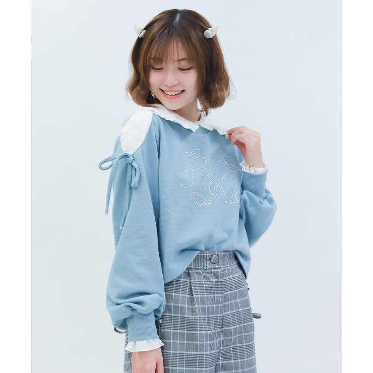 サックス | レース使いラインストーンプルオーバー | axes femme