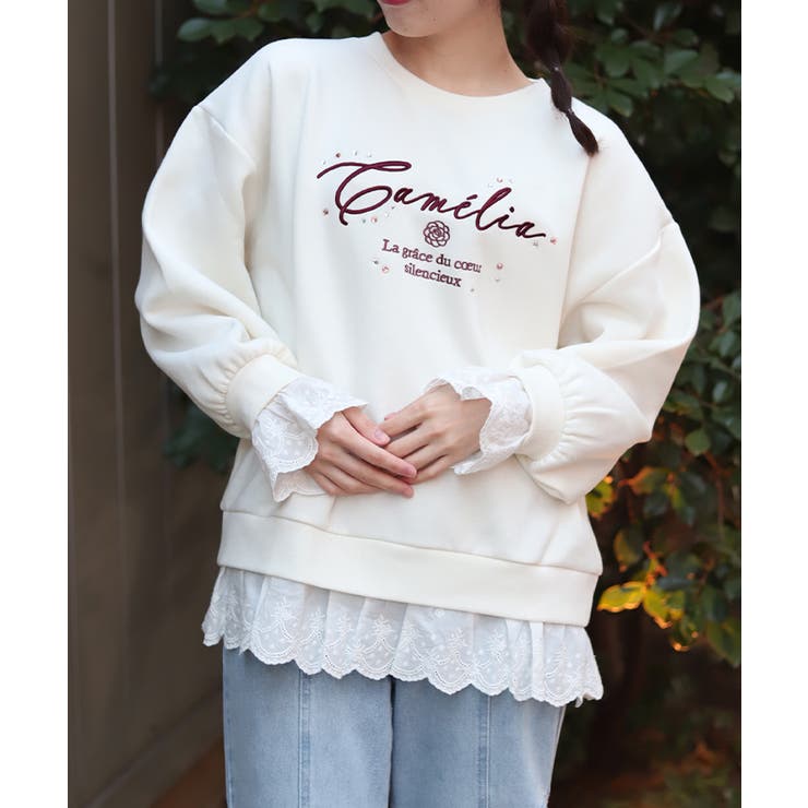 生成り | コットンレース裏起毛トレーナー | axes femme