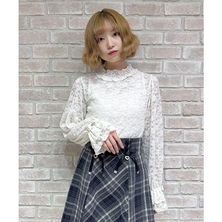 プチローズ装飾起毛レースプルオーバー | axes femme | 詳細画像1 