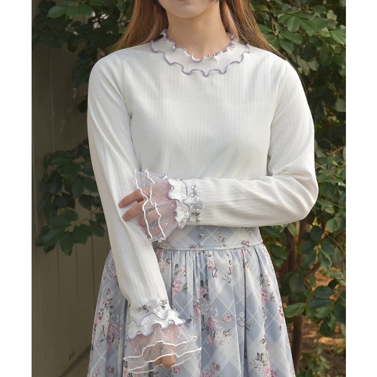 白 | 格子ラメチュールメロープルオーバー | axes femme