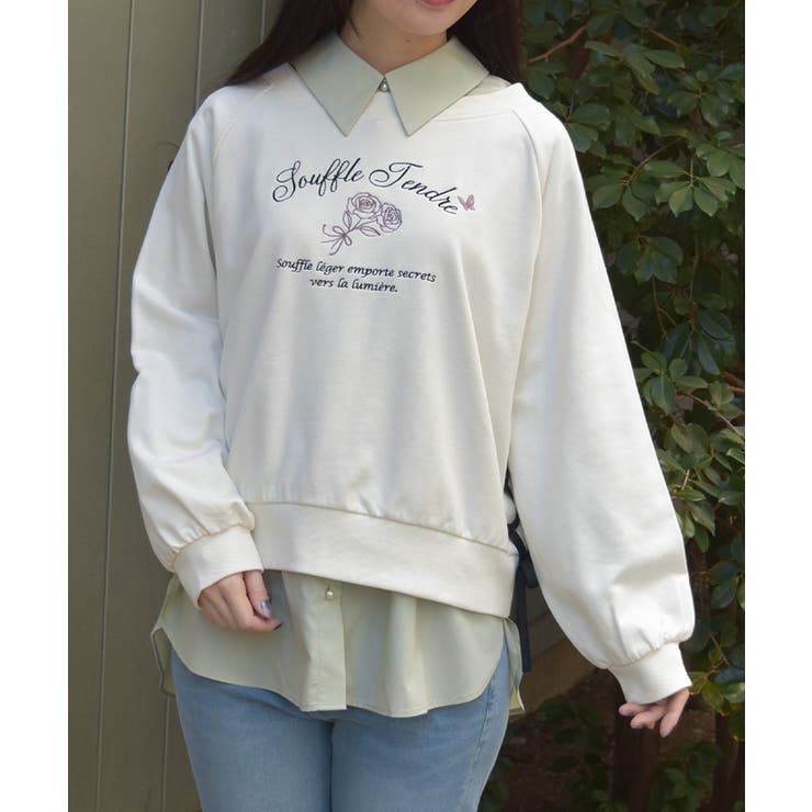 レースアップ刺繍トレーナー | axes femme | 詳細画像1 