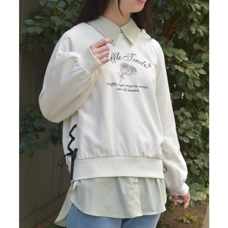 レースアップ刺繍トレーナー | axes femme | 詳細画像5 