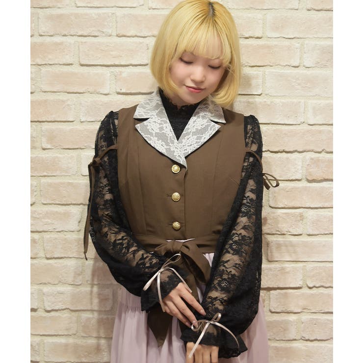 袖口フリル総レーストップス | axes femme | 詳細画像8 