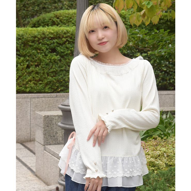 フクレジャガード裾レーストップス | axes femme | 詳細画像12 