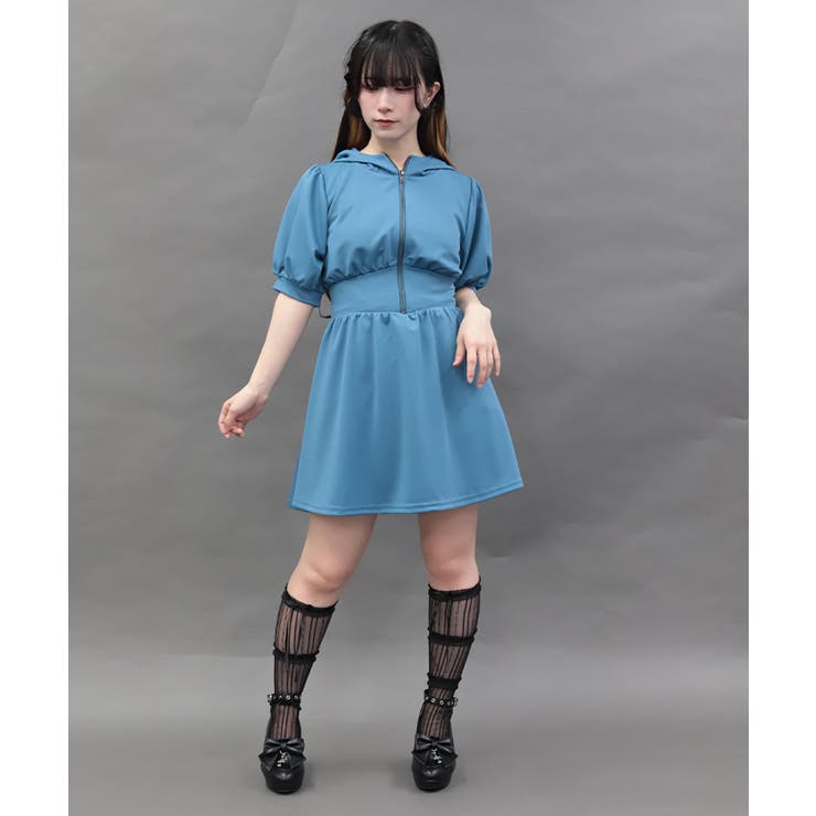 ブルーグリーン | フーディーカットミニワンピース | axes femme