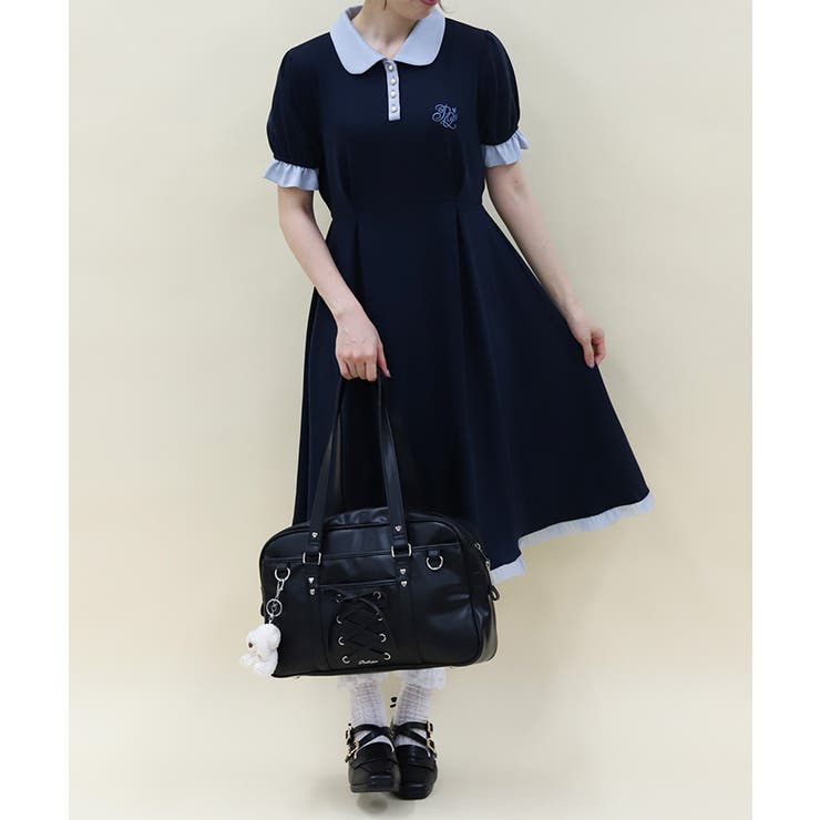 バイカラースムースポロワンピース | axes femme | 詳細画像12 