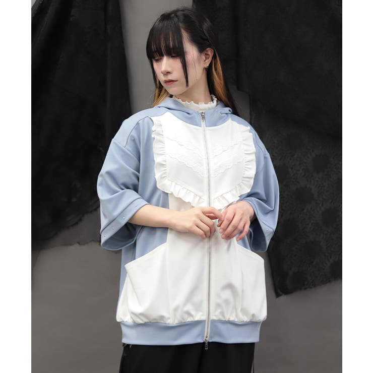 バイカラーフリルパーカー | axes femme | 詳細画像7 