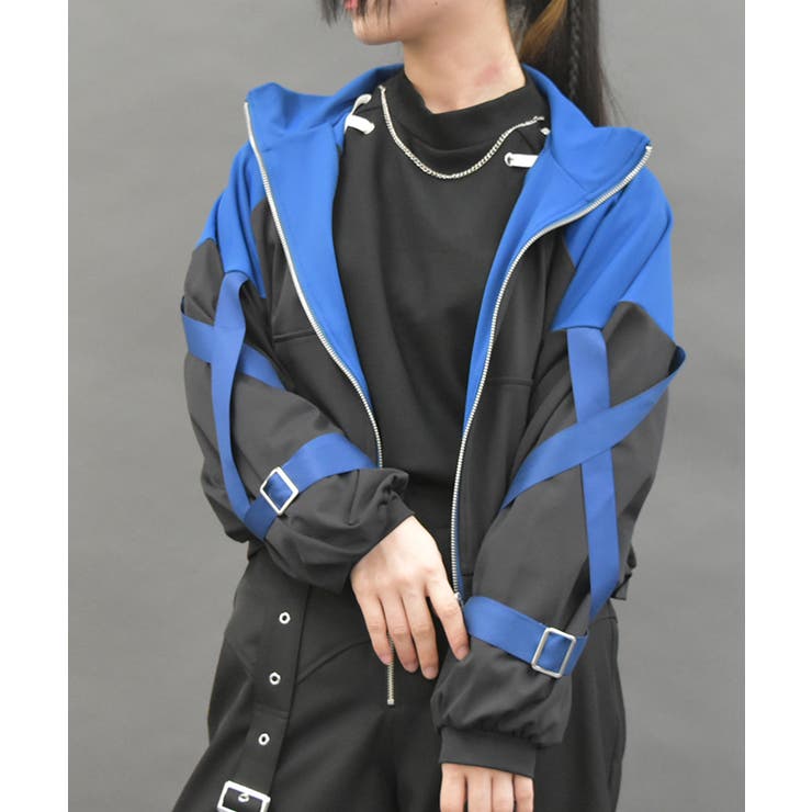 ベルトデザイン配色パーカー[品番：IGAW0005623]｜axes femme