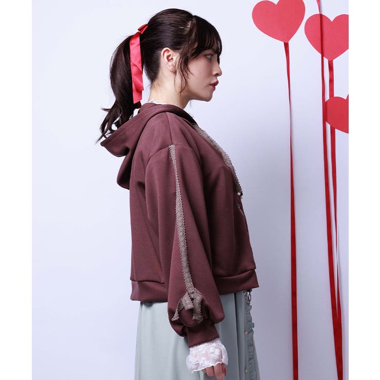 トーションレース刺繍パーカー | axes femme | 詳細画像2 