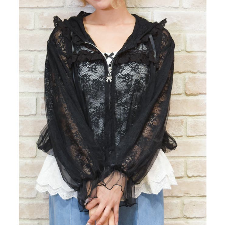 黒 | チュール×レースパーカー | axes femme