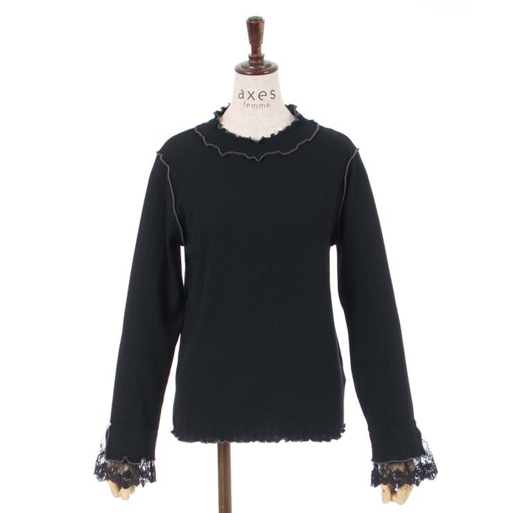 ⭐️極美品⭐️ Arpege story 袖口レースプルオーバー 黒 袖口レースプルオーバー（ニット/セーター）｜Arpege story