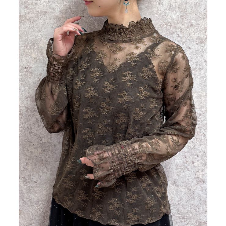 茶 | フラワーレースシアーインナー | axes femme
