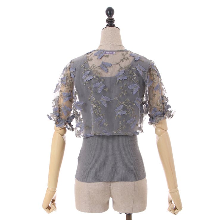 立体蝶ブラウス×タンクセット[品番：IGAW0003534]｜axes femme
