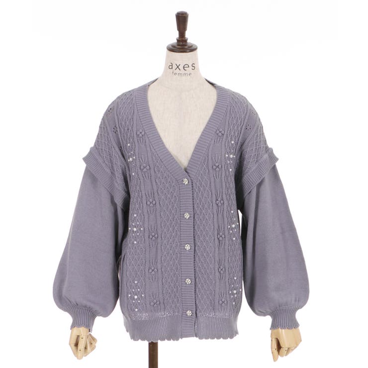 絶妙なデザイン フラワーニットカーディガン[品番：IGAW0001421]｜axes femme その他