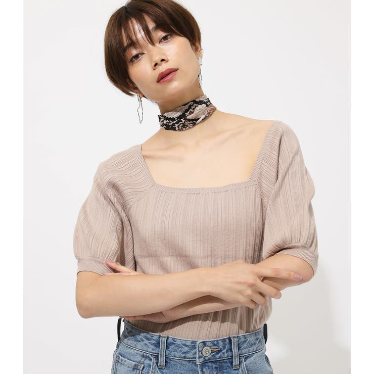 Puff sleeve knit tops/パフスリーブニットトップス[品番