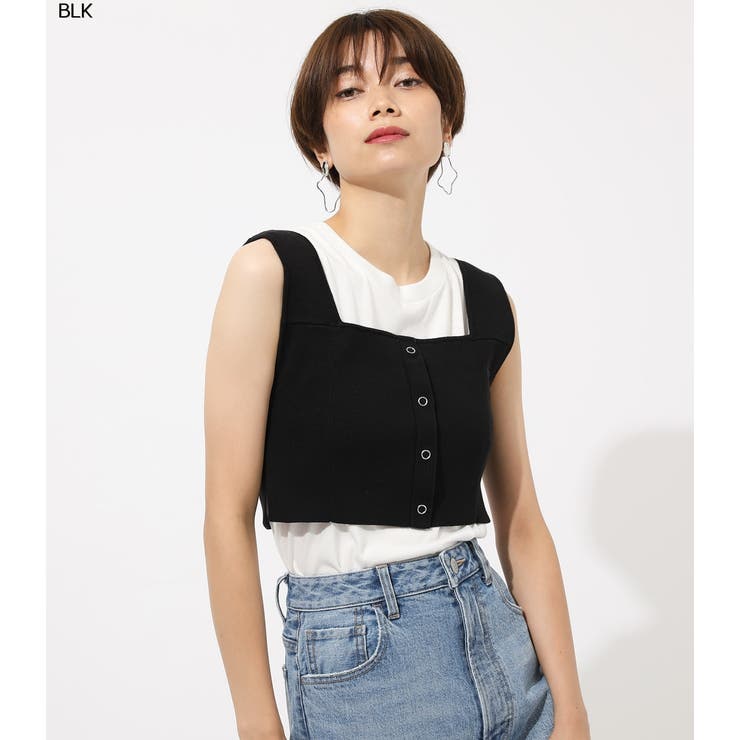 Wide Strap Knit Bustier/ワイドストラップニットビスチェ[品番