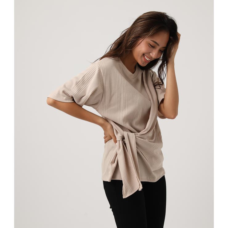 新品☆AZUL BY MOUSSY マウジー 裾切り替えカットソー ネイビー S SLEEVE PUFF CUT TOPS/スリーブパフカットトップス（Tシャツ