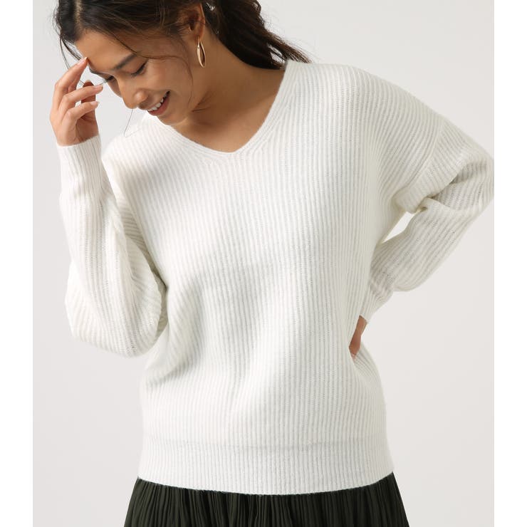 リブニットVネックルーズプルオーバー[品番：AZLW0014261]｜AZUL BY