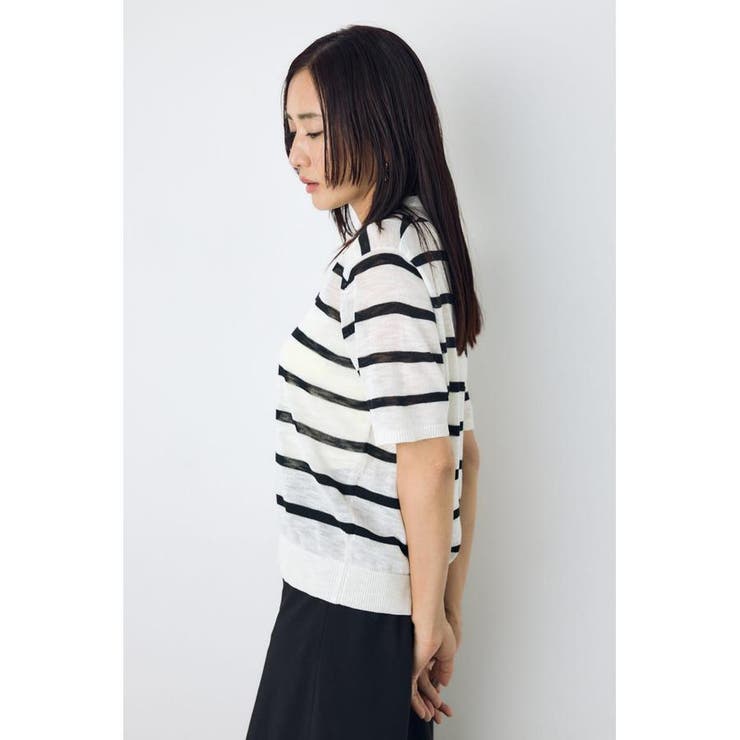 シアーポロニットトップス | AZUL BY MOUSSY | 詳細画像3 