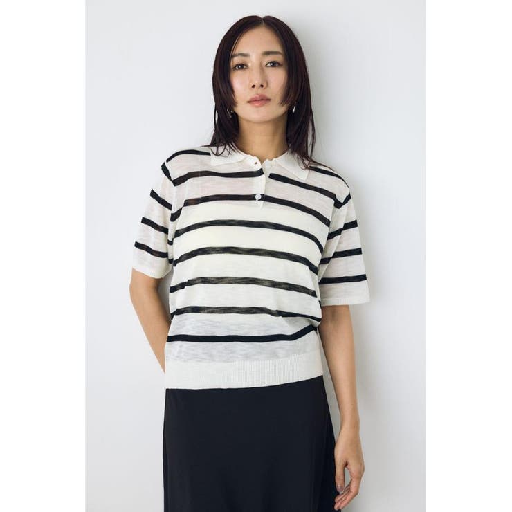 柄WHT5 | シアーポロニットトップス | AZUL BY MOUSSY