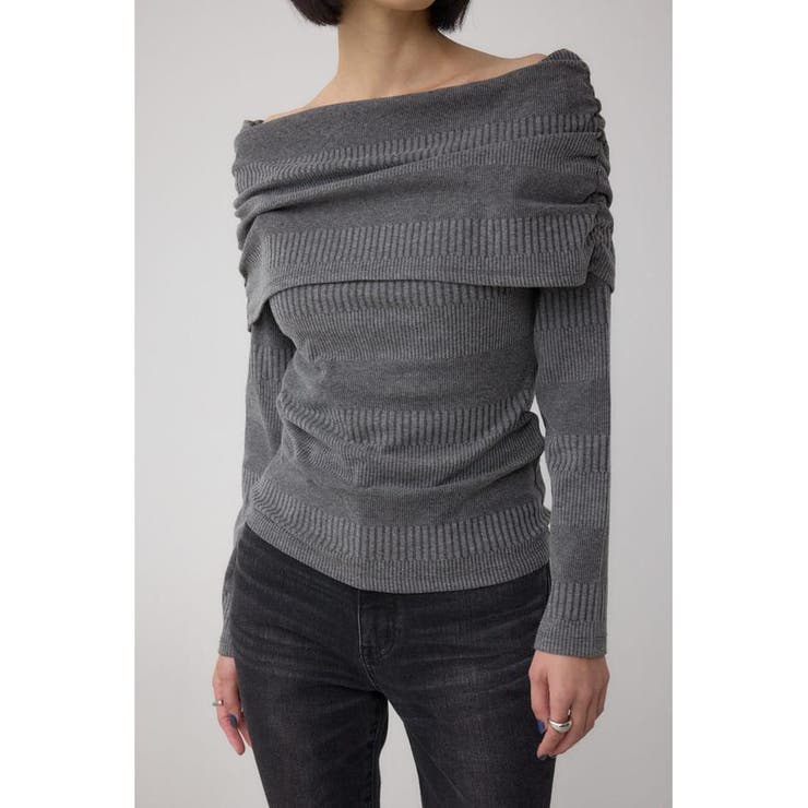 paloma wool リブ編みオフショルダートップス ライトブルー paloma wool ライトブルー リブニット オフショルダー トップス