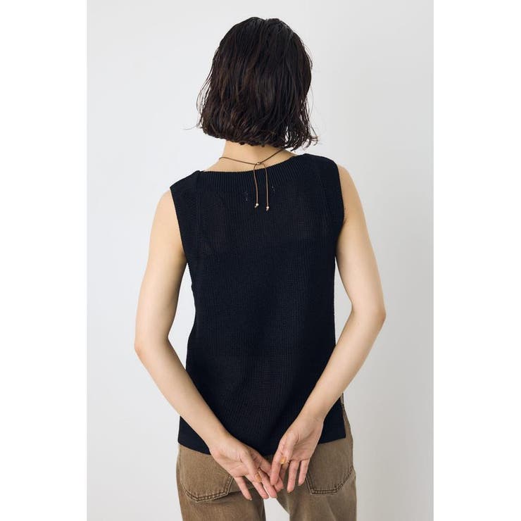 リネンライク畔編みノースリーブニットトップス | AZUL BY MOUSSY | 詳細画像5 