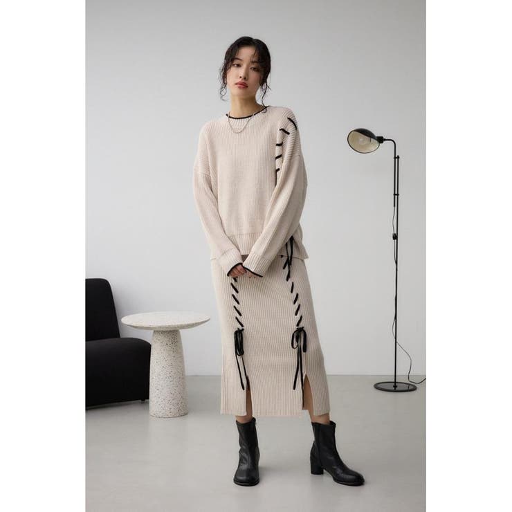 ステッチデザインリブスカート | AZUL BY MOUSSY | 詳細画像3 