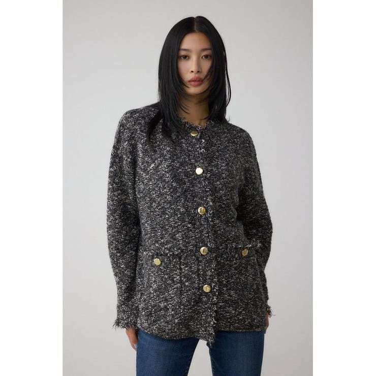 柄BLK5 | ツイードライクニットカーディガン | AZUL BY MOUSSY