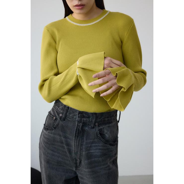 LIME | シアーコンビフレアスリーブニット | AZUL BY MOUSSY