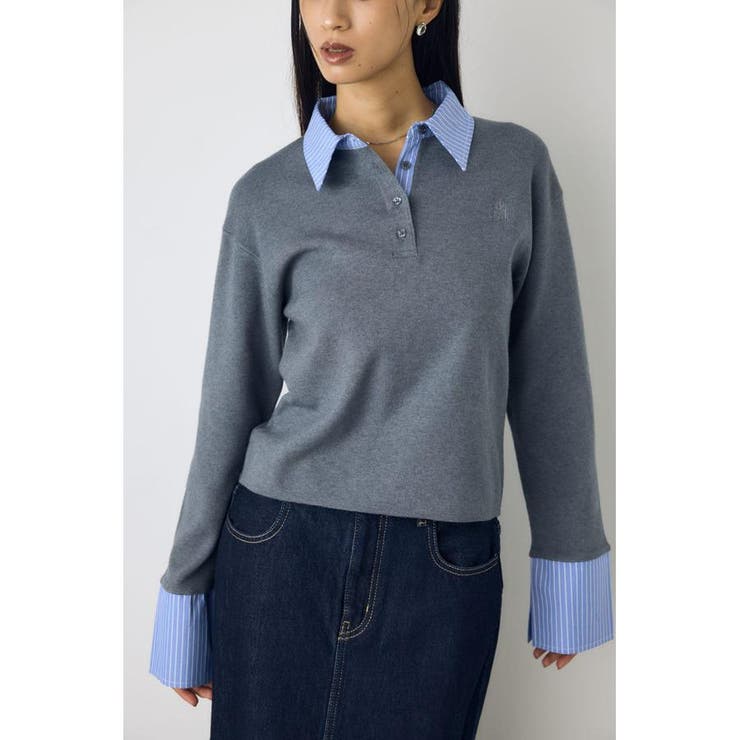 ポロカラーフハクドッキングニット | AZUL BY MOUSSY | 詳細画像21 