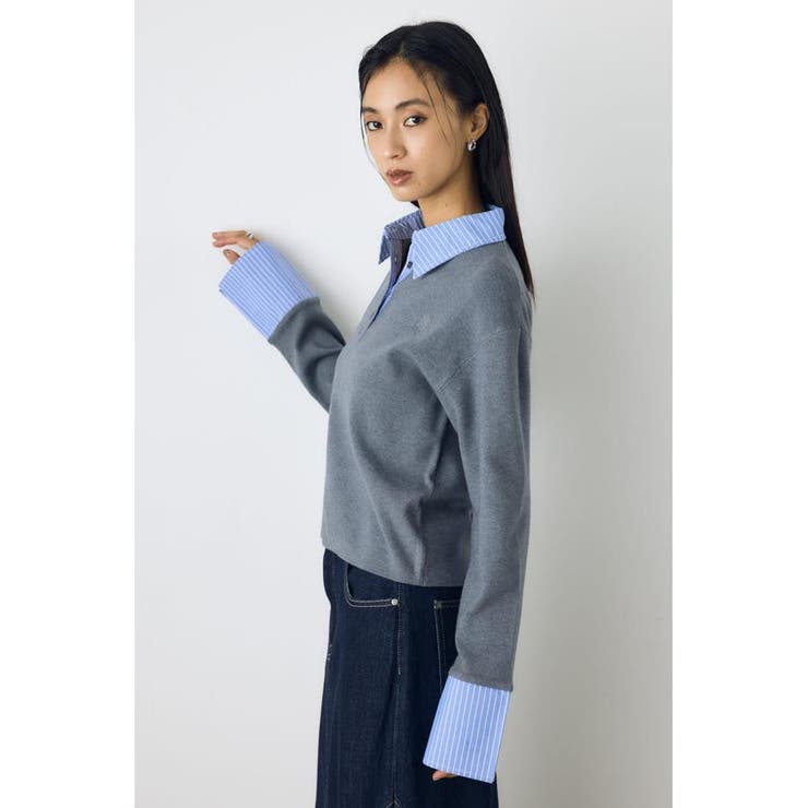ポロカラーフハクドッキングニット | AZUL BY MOUSSY | 詳細画像22 