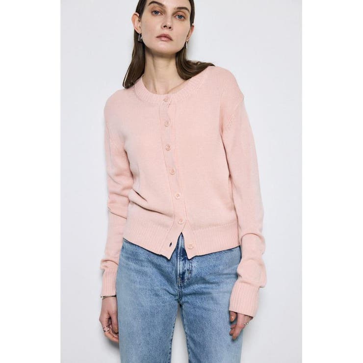 L/PNK1 | リネンタッチクルーネックニットカーディガン | AZUL BY MOUSSY