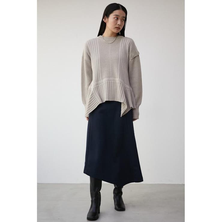 ASYMMETRY HEM RANDOM RIB KNIT[品番：AZLW0020552]｜AZUL BY MOUSSY