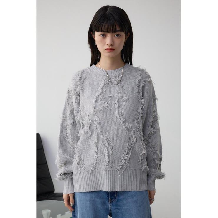 二本松様　M(フル) フリンジニットトップス[品番：AZLW0023126]｜AZUL BY MOUSSY