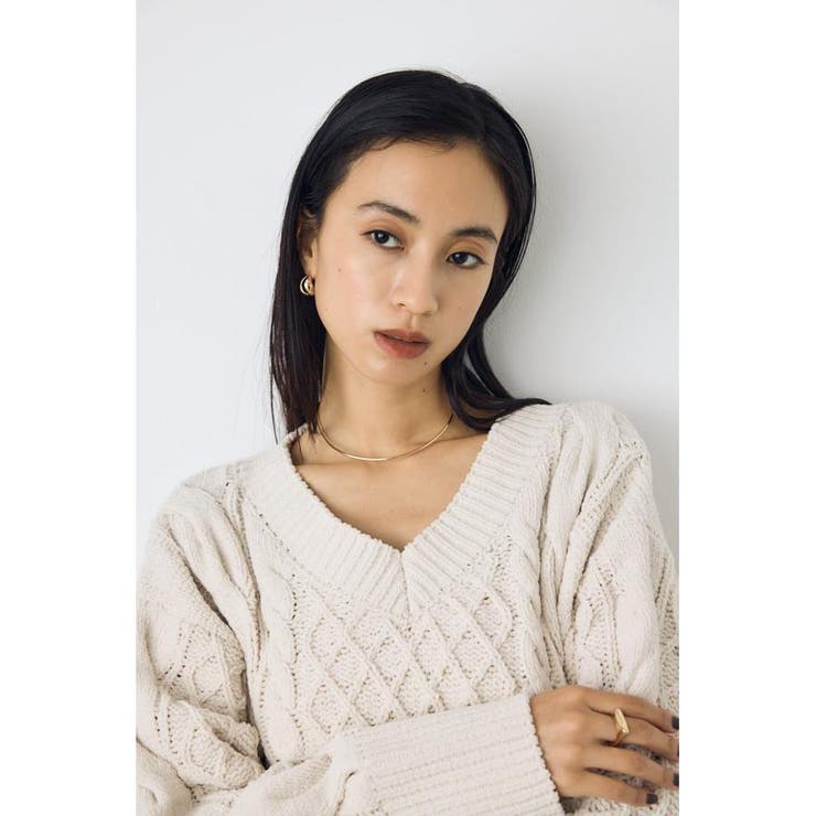 着丈バリエVネックニット | AZUL BY MOUSSY | 詳細画像8 
