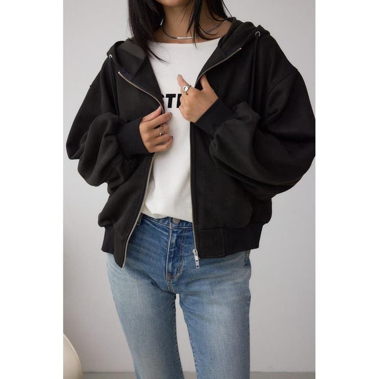 BLK | フェイクスエードフーディブルゾン | AZUL BY MOUSSY