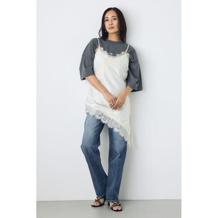 レースサテンアシメキャミソール | AZUL BY MOUSSY | 詳細画像6 