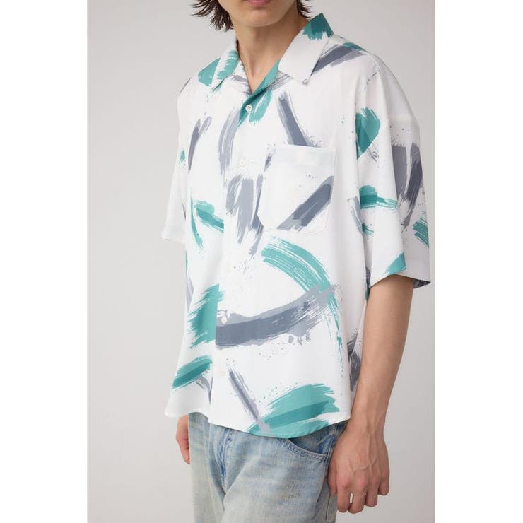 柄GRN5 | ジョーゼットプリント開襟シャツ | AZUL BY MOUSSY