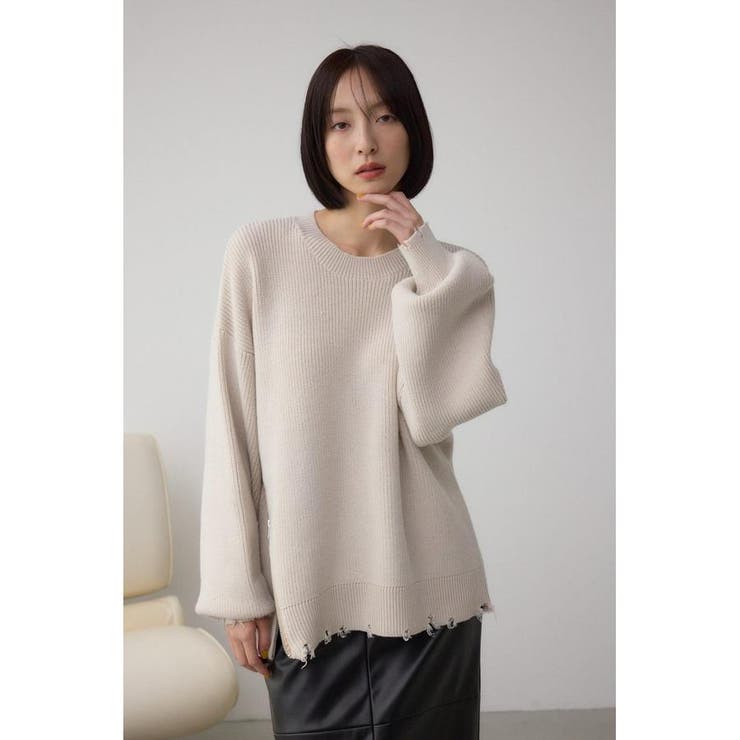 サイドZIPニットトップス | AZUL BY MOUSSY | 詳細画像3 