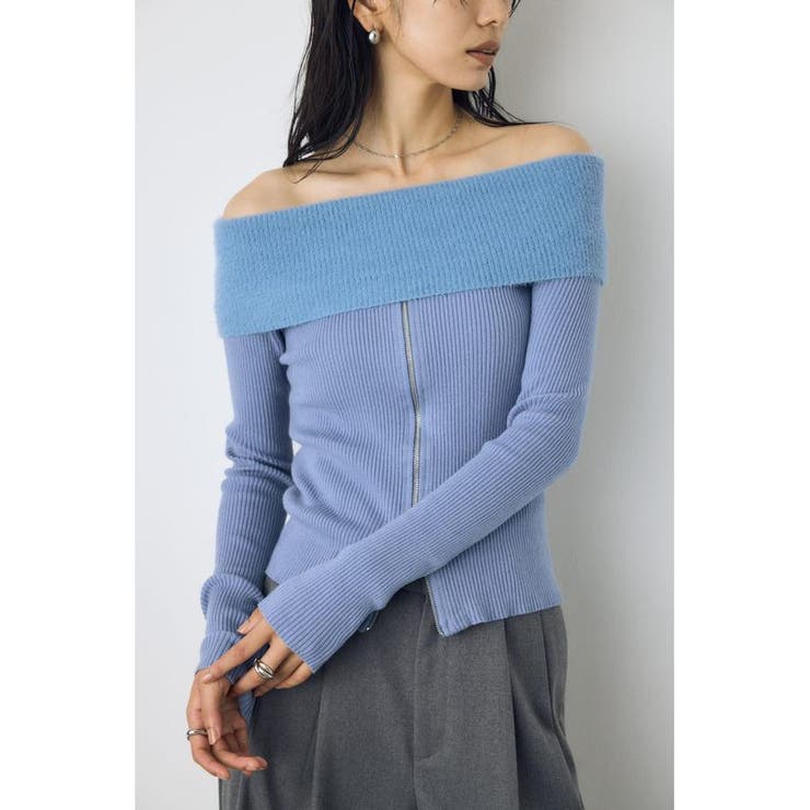 シャギーコンビジップオフショルニット | AZUL BY MOUSSY | 詳細画像16 