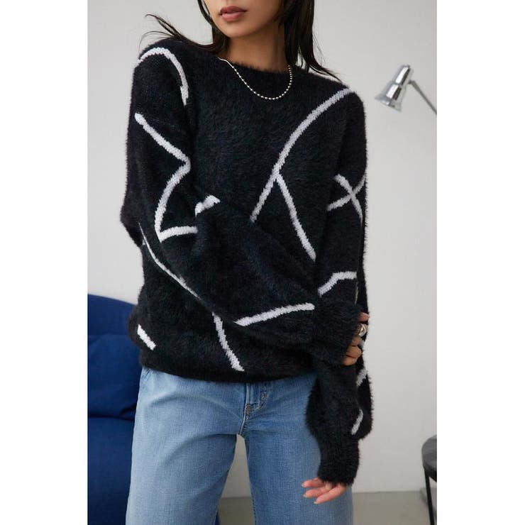 BLK | ニュアンスライン柄ニット | AZUL BY MOUSSY